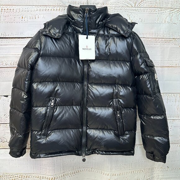 Men's Moncler Maya Series White Goose Down Warm Short Down Black Jacket L - Picture 1 of 9